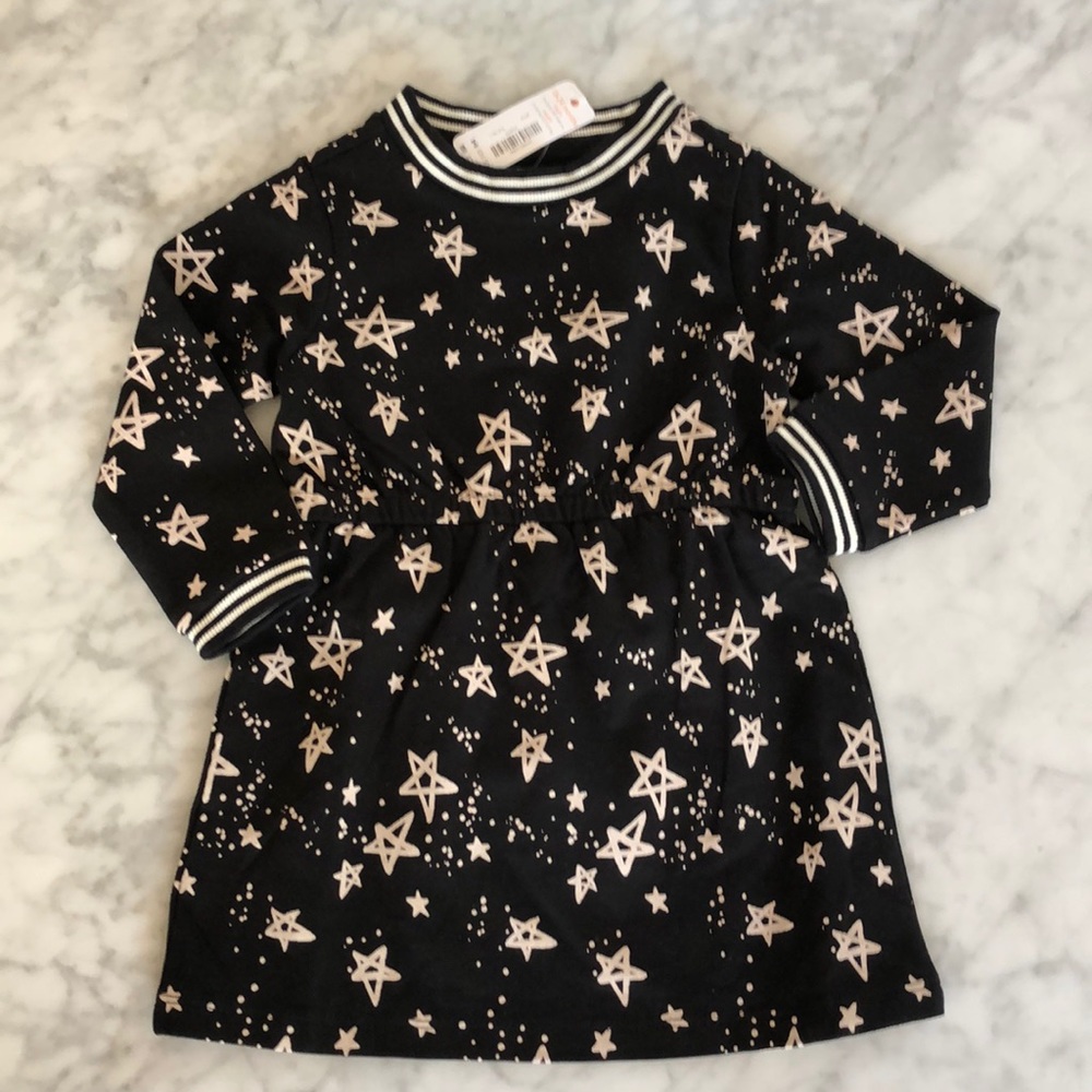 NWT SWEATER DRESS STARS BLACK SIZE 18-24 MONTHS